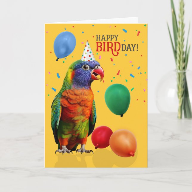 Funny Rainbow Lorikeet Parrot Birthday Karte (Vorderseite)