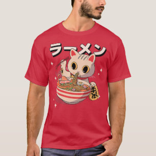 FUNNY RAMEN ANIME CAT ESSEN RAMEN NOODLES RETRO T-Shirt