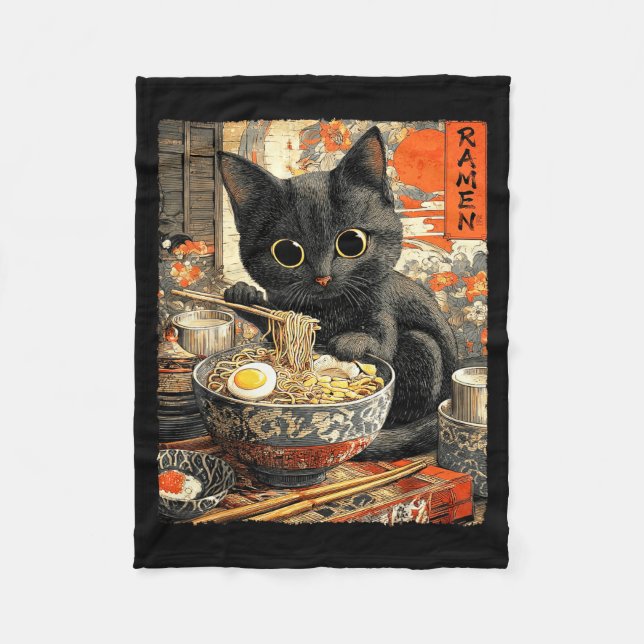 Funny Ramen Cat Noodle Lovers Anime Otaku  Fleecedecke (Vorderseite)