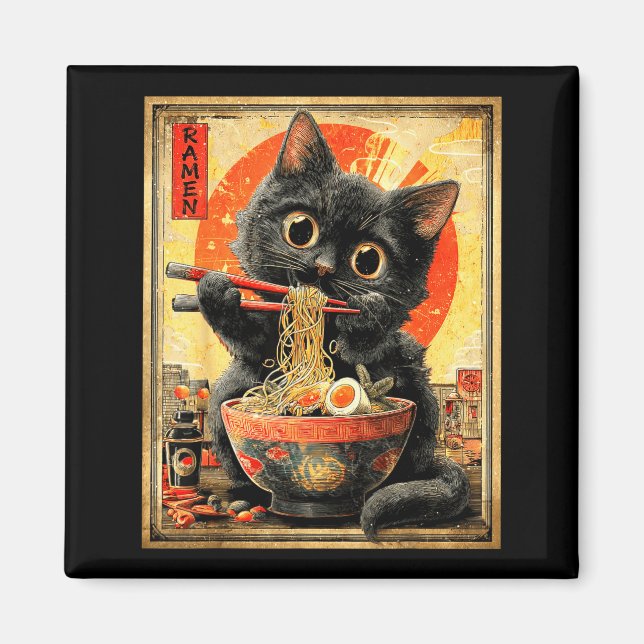 Funny Ramen Cat Noodle Lovers Anime Otaku  Magnet (Vorne)