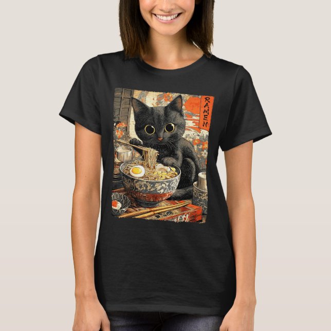 Funny Ramen Cat Noodle Lovers Anime Otaku  T-Shirt (Vorderseite)