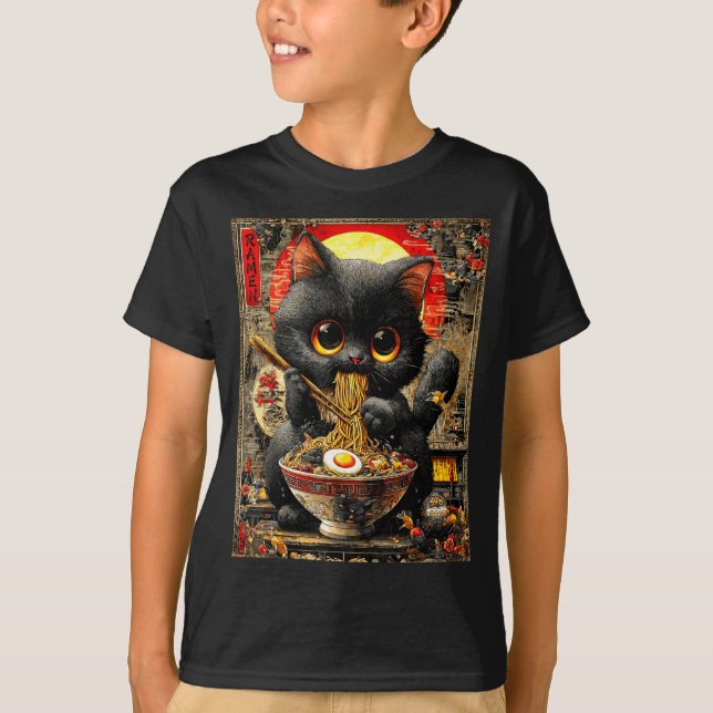 Funny Ramen Cat Noodle Lovers Anime Otaku  T-Shirt (Vorderseite)