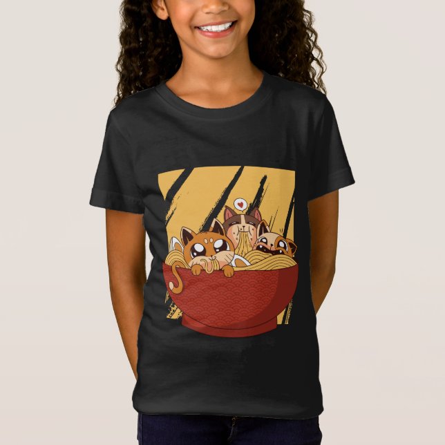 Funny Ramen Kittens T-Shirt (Vorderseite)