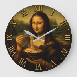 Funny Ramen Mona Lisa Große Wanduhr