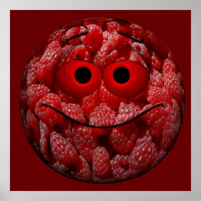 Funny Raspberry Emoticon Poster (Vorne)