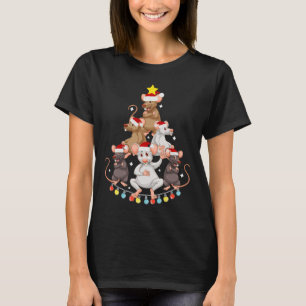 Funny Rat Christmas Tree Lights Rat Lover T-Shirt
