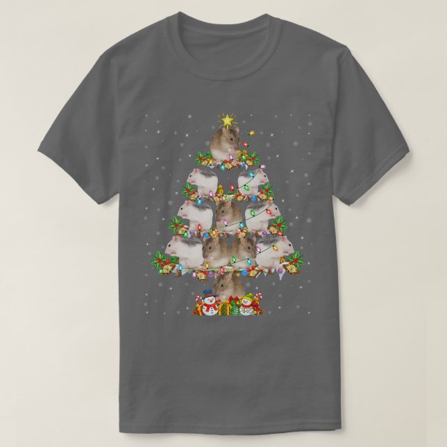 Funny Rat Lover Xmas Lighting Santa Rat Christmas  T-Shirt (Design vorne)
