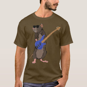 Funny Rat Wearing Sunglasses Playing Bass Guitar 8 T-Shirt