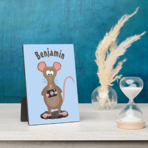 Funny rat with camera cartoon illustration fotoplatte