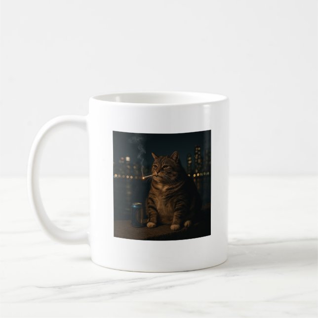 Funny Rauchkatze Meme Stupid Brainrot Kaffeetasse (Links)