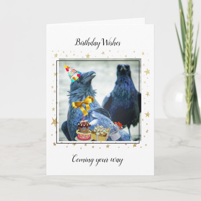 Funny Raven Birthday Card Karte (Vorderseite)