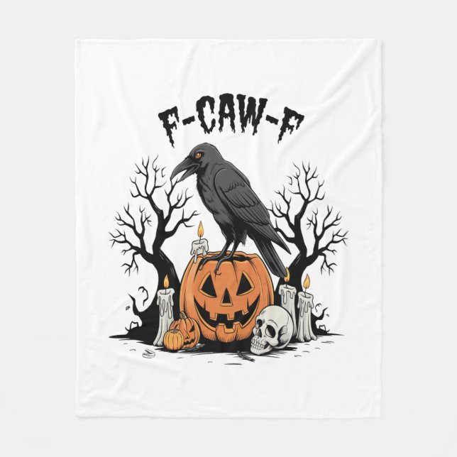 Funny Raven, F-Caw-F, Skull Raven, Gothic Crow Fleecedecke (Vorderseite)