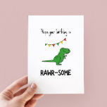 Funny Rawr-some Dinosaur Pun Birthday Card<br><div class="desc">Ich hoffe,  Ihr Geburtstag ist rawr-some - lustige Buben-Geburtstagskarte mit einer minimalistischen Abbildung eines T-Rex</div>