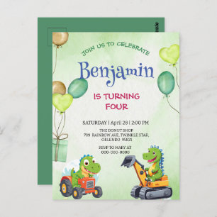 Funny Rawr T-Rex Dinosaurier Traktor Geburtstag Postkarte