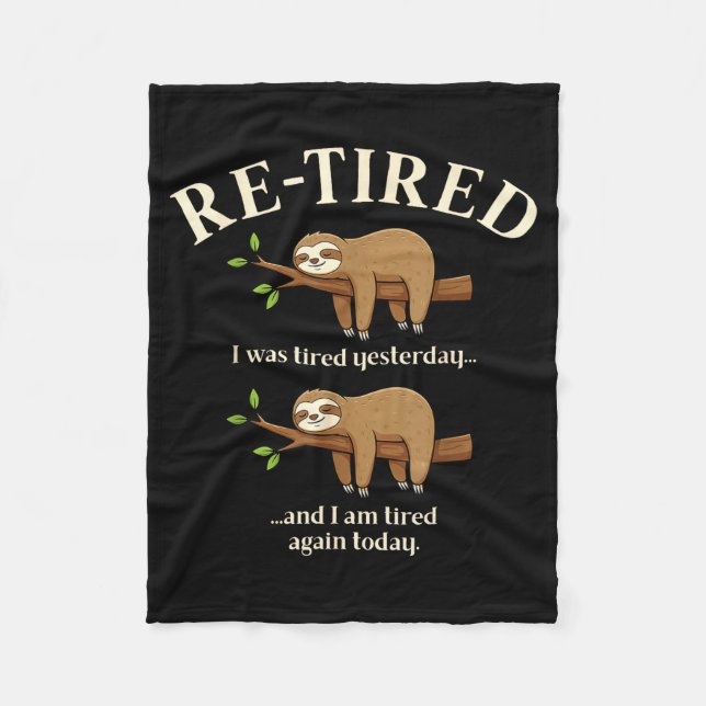 Funny Re-tired Definition Sloth  Fleecedecke (Vorderseite)