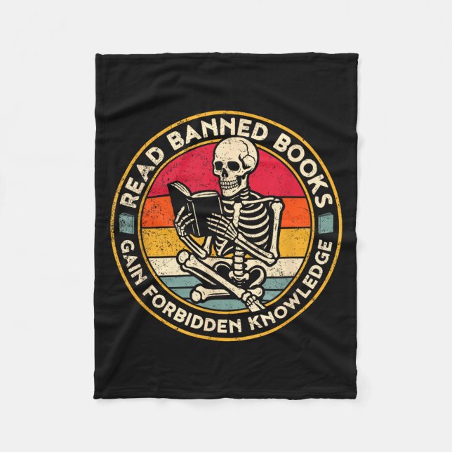 Funny Read Banned Books Retro Book Lover Reading S Fleecedecke (Vorderseite)