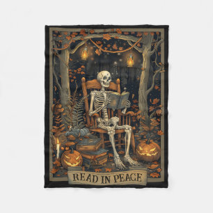 Funny Read in Peace Skeleton Halloween Read Bynned Fleecedecke