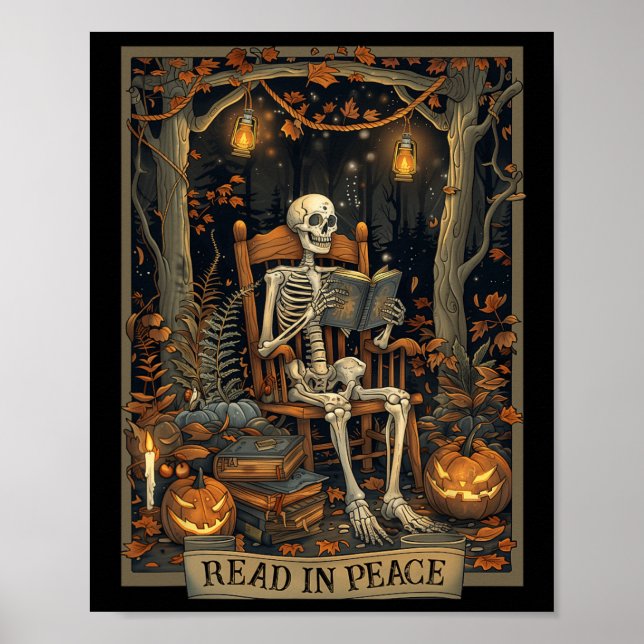 Funny Read in Peace Skeleton Halloween Read Nned B Poster (Vorne)
