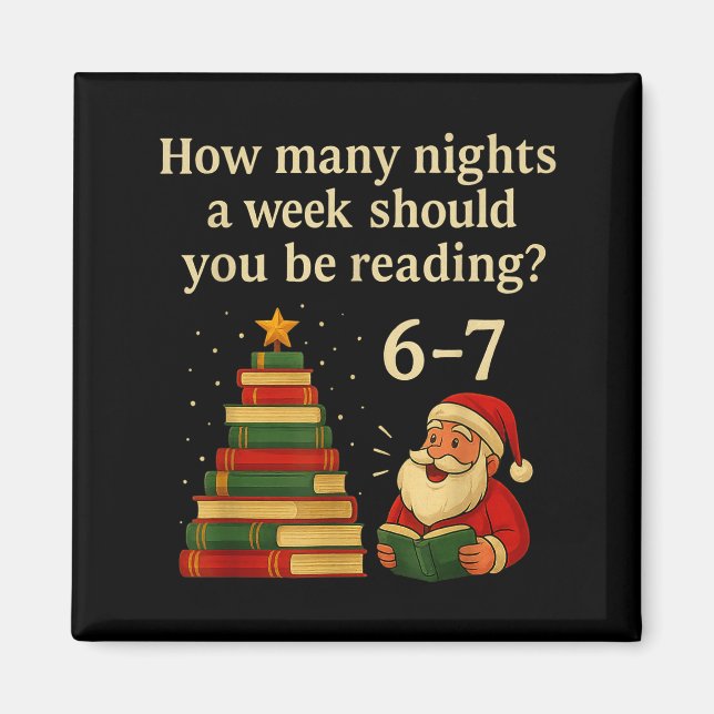 Funny Reading Christmas Tree Book– Reading 6 7 Mem Magnet (Vorne)