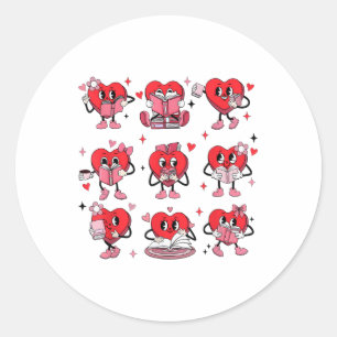 Funny Reading Heart Book Valentinstag Teacher Wo Runder Aufkleber