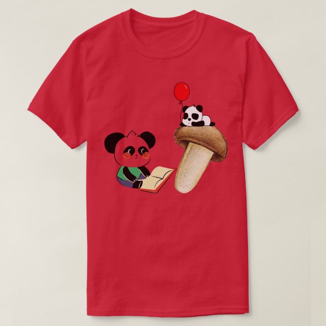 Funny Reading Panda T-Shirt (Design vorne)