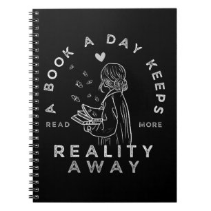 Funny Reading Quote Book a Day Behalte Realität we Notizblock