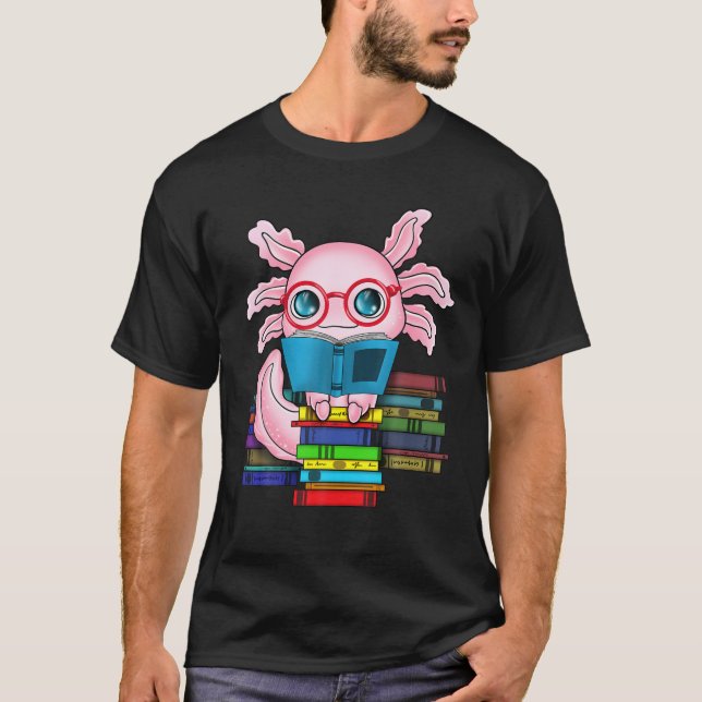 Funny Readsolotl Axolotl Reading Books Book Kawaii T-Shirt (Vorderseite)