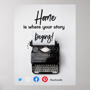 funny real estate home is where your story begins  poster