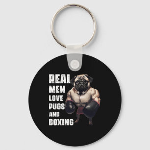 Funny Real Men Liebe Mops und Boxing Fitness Gym W Schlüsselanhänger