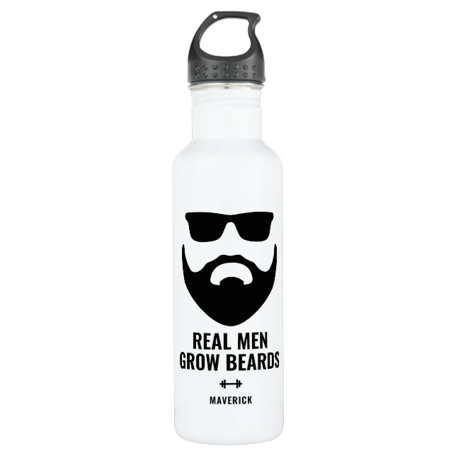 Funny Real Men wachsen Bärenname Edelstahlflasche (Vorderseite)