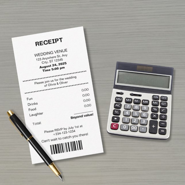 Funny, Receipt theme wedding invitation Begleitkarte (Von Creator hochgeladen)