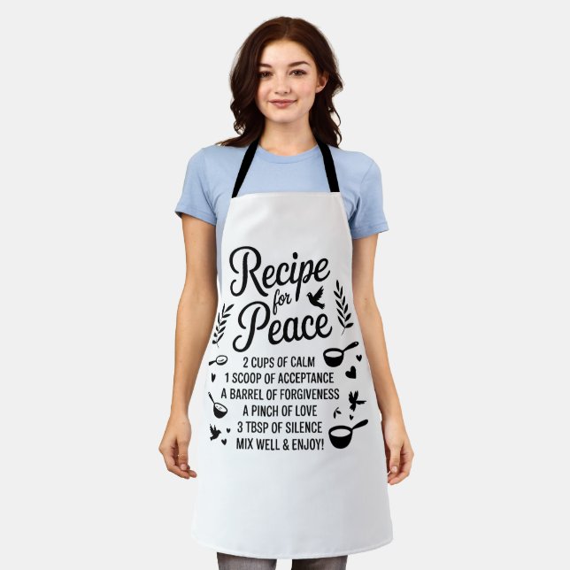 Funny Recipe Quote Kitchen Calm, Acceptance & Love Schürze (Getragen)