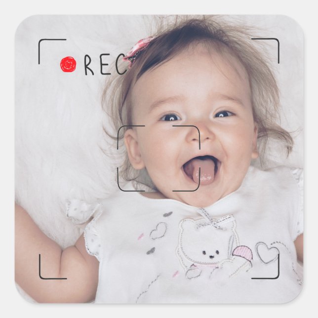 Funny Record Red Dot Custom Photo Quadratischer Aufkleber (Vorderseite)