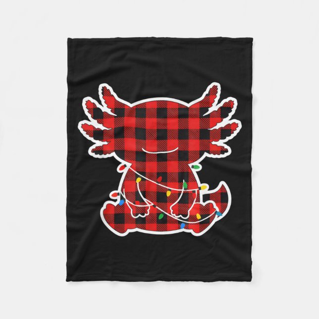 Funny Red And Black Buffalo Plaid Axolotl Christma Fleecedecke (Vorderseite)