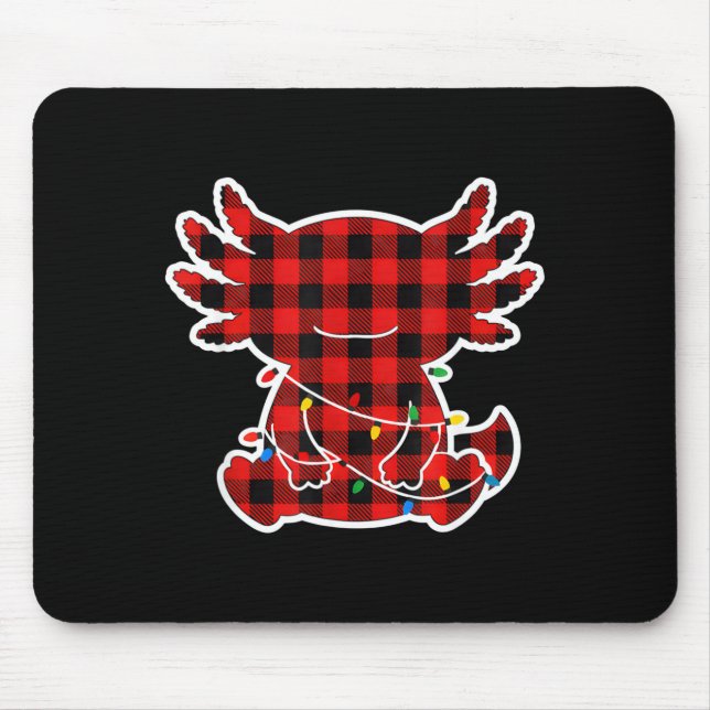 Funny Red And Black Buffalo Plaid Axolotl Christma Mousepad (Vorne)