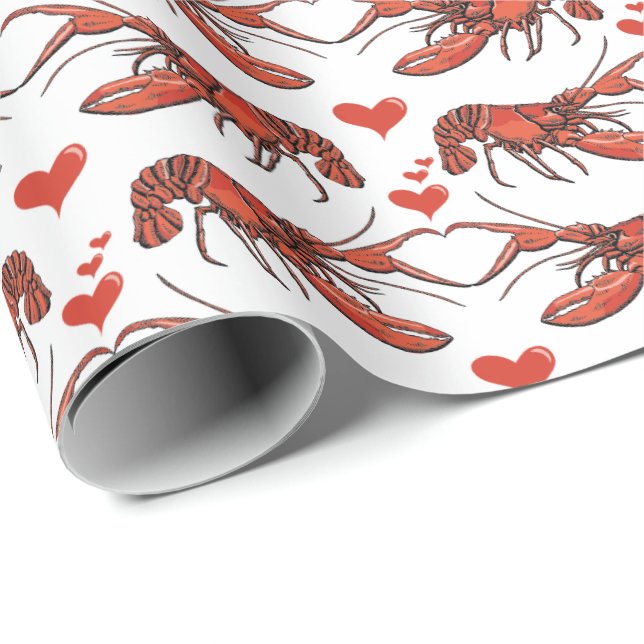 Funny Red and White Du bist mein Lobster Red Humme Geschenkpapier (Rolleneckpunkt)