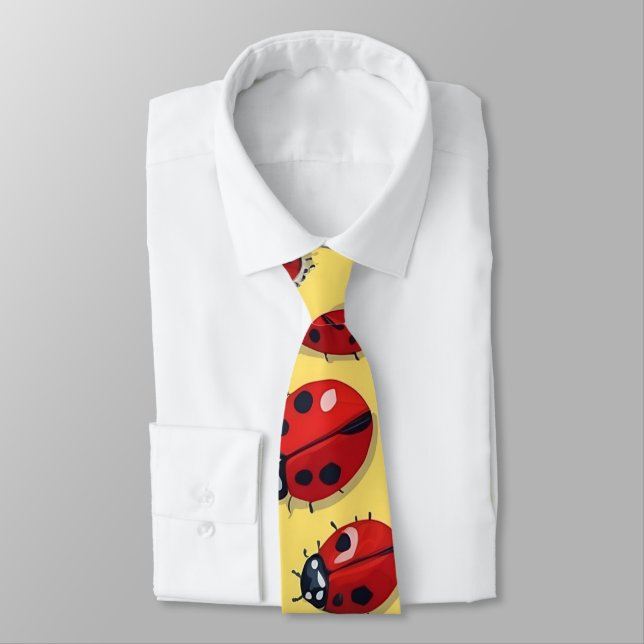 Funny Red and Yellow Ladybug Pattern Krawatte (Gebunden)