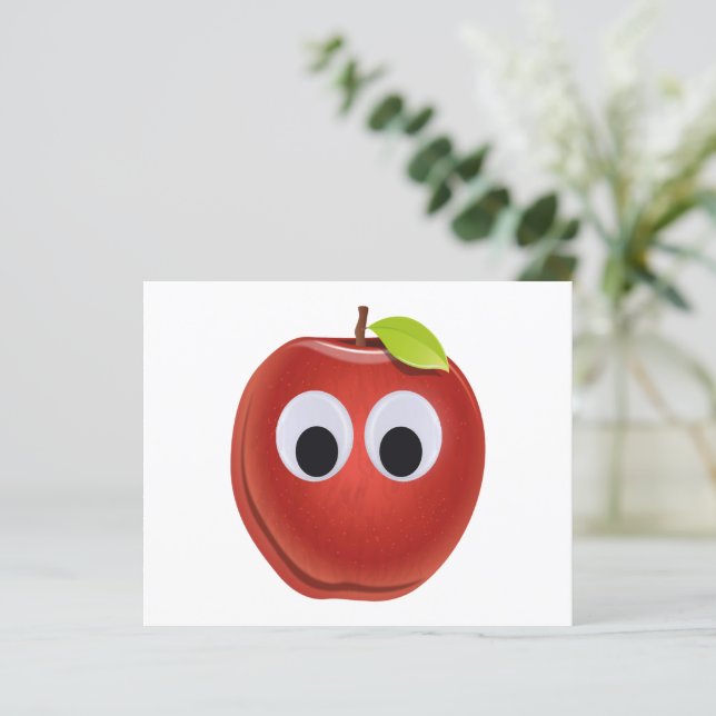 Funny Red Apple mit Googly Eyes (Stehend Vorderseite)