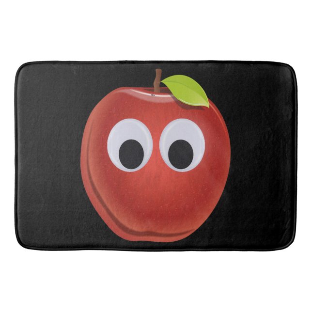 Funny Red Apple mit Googly Eyes Badematte (Vorderseite)