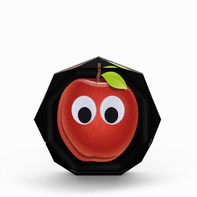 Funny Red Apple mit Googly Eyes Fotoblock (Vorderseite)