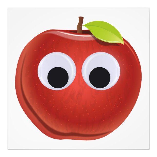 Funny Red Apple mit Googly Eyes Fotodruck (Vorne)