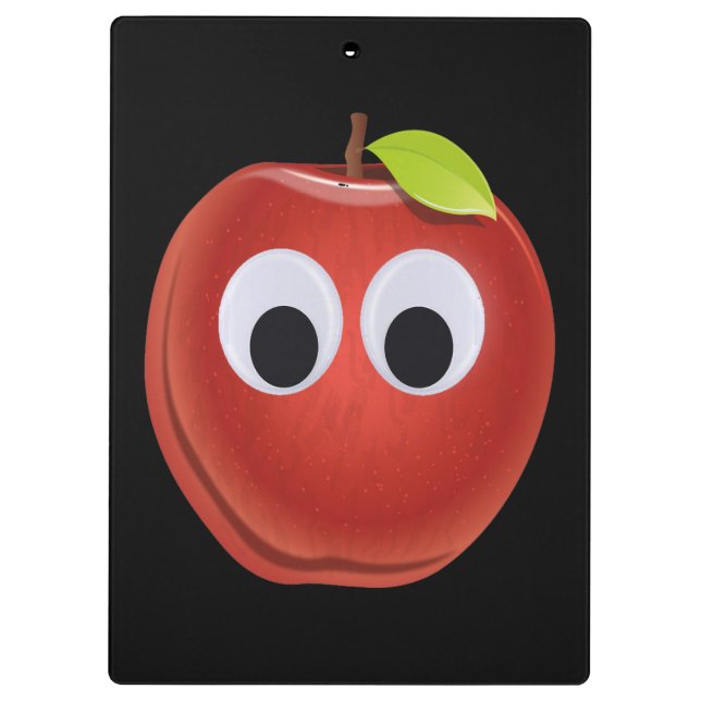 Funny Red Apple mit Googly Eyes Klemmbrett (Rückseite)