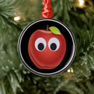 Funny Red Apple mit Googly Eyes Ornament Aus Metall