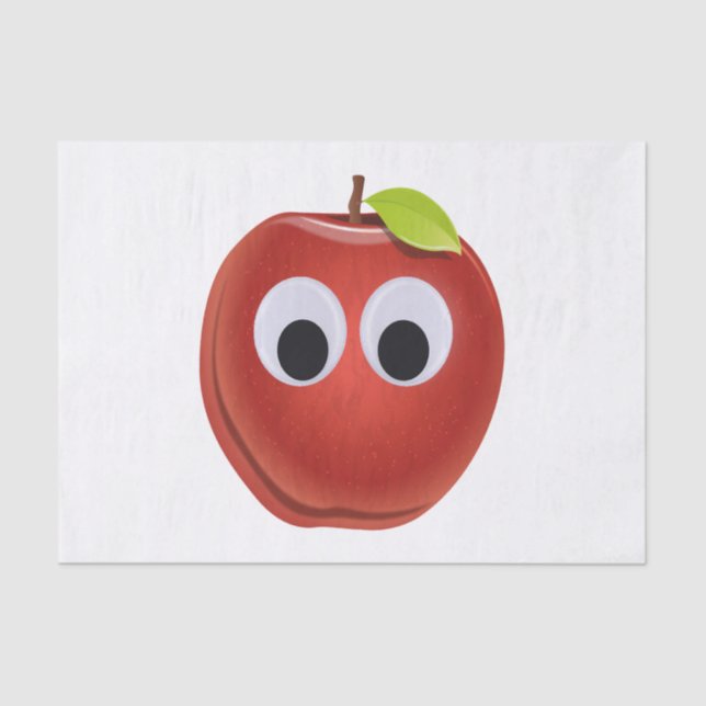 Funny Red Apple mit Googly Eyes Seidenpapier (Vorderseite)