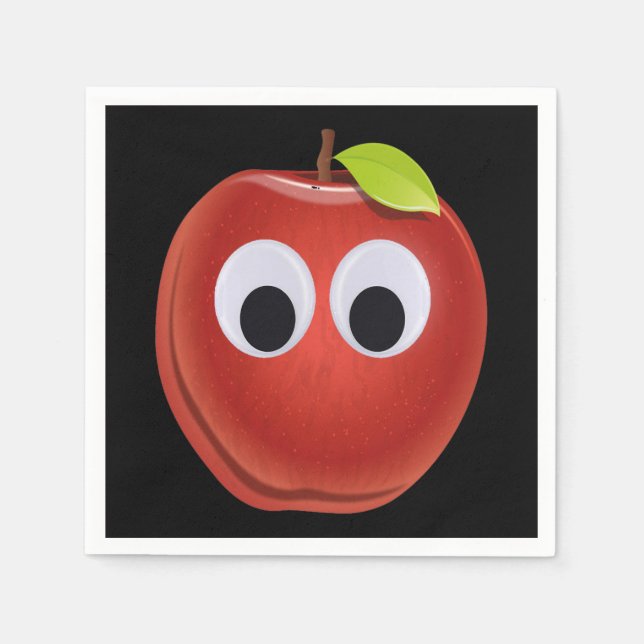 Funny Red Apple mit Googly Eyes Serviette (Vorderseite)