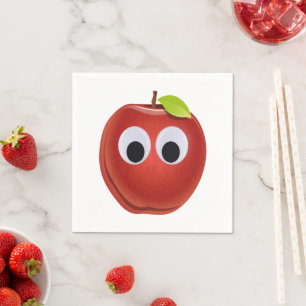 Funny Red Apple mit Googly Eyes Serviette