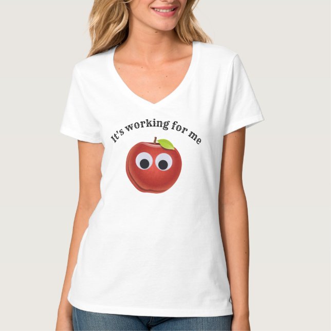 Funny Red Apple mit Googly Eyes T-Shirt (Vorderseite)
