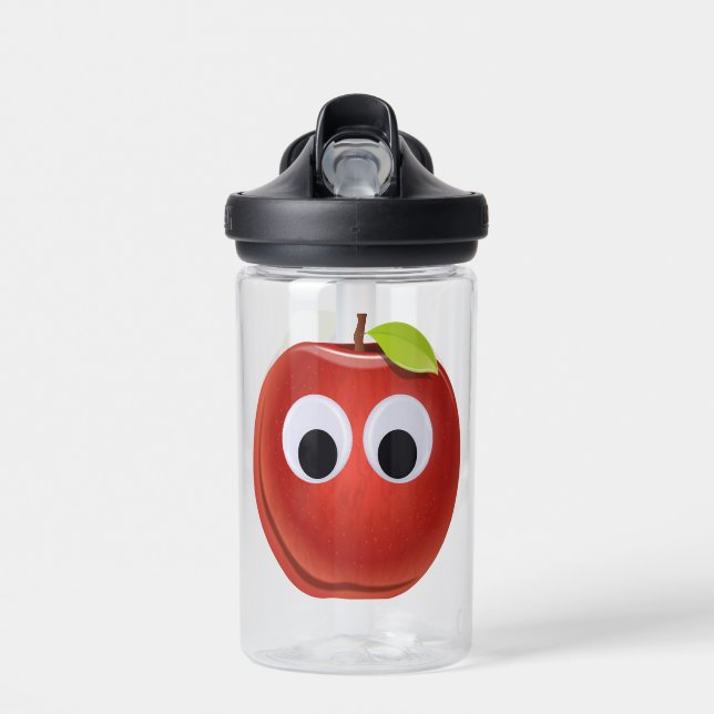 Funny Red Apple mit Googly Eyes Trinkflasche (Vorne)