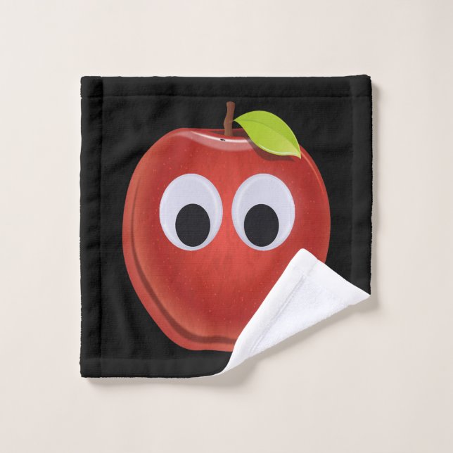 Funny Red Apple mit Googly Eyes Waschlappen (Waschlappen)