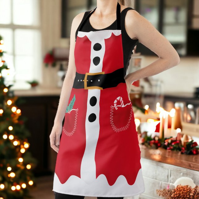 Funny Red Black Winter Weihnachten Weihnachten Wei Schürze (Funny red black winter Christmas Santa Claus suit Apron)